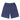 A pair of navy blue athletic shorts with an elastic waistband and a side pocket, shown from the back on a white background.