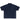 A navy blue short-sleeve polo shirt with a three-button placket and a small white embroidered logo on the left chest, displayed flat against a plain white background.