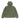 An olive green hooded jacket shown from the back, featuring a simple back design with elasticized cuffs, photographed against a solid white background.