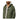 A man wearing an olive green Stüssy hooded jacket over a white ribbed hoodie and white undershirt, shown from the chest up against a plain white background.