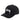 A black Stüssy baseball cap featuring the brand's signature white embroidered logo on the front, set against a plain white background.