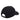 A black baseball cap shown from a rear three-quarter angle, featuring an adjustable black strap closure, on a solid white background.