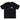 A black Stussy short-sleeve t-shirt with a small blue and white logo on the left chest, displayed flat against a white background.