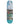 A skateboard deck with a photographic print of a polluted beach and ocean, featuring a solid turquoise bottom section with a small white logo.