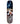 A skateboard deck featuring a surreal graphic print with a group of children walking into a stormy night sky, above a pipe bursting with orange liquid into a snowy landscape. The bottom half has vertical red, white, and black stripes with a faint white graphic.