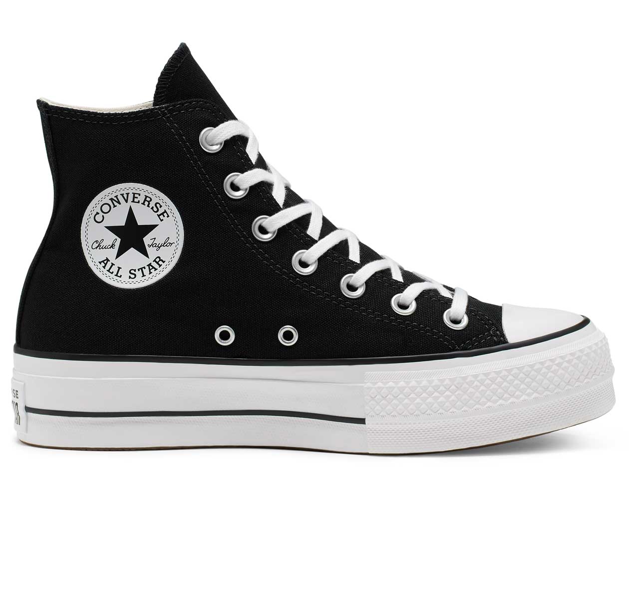 Canvas platform shoes in Black/White/White