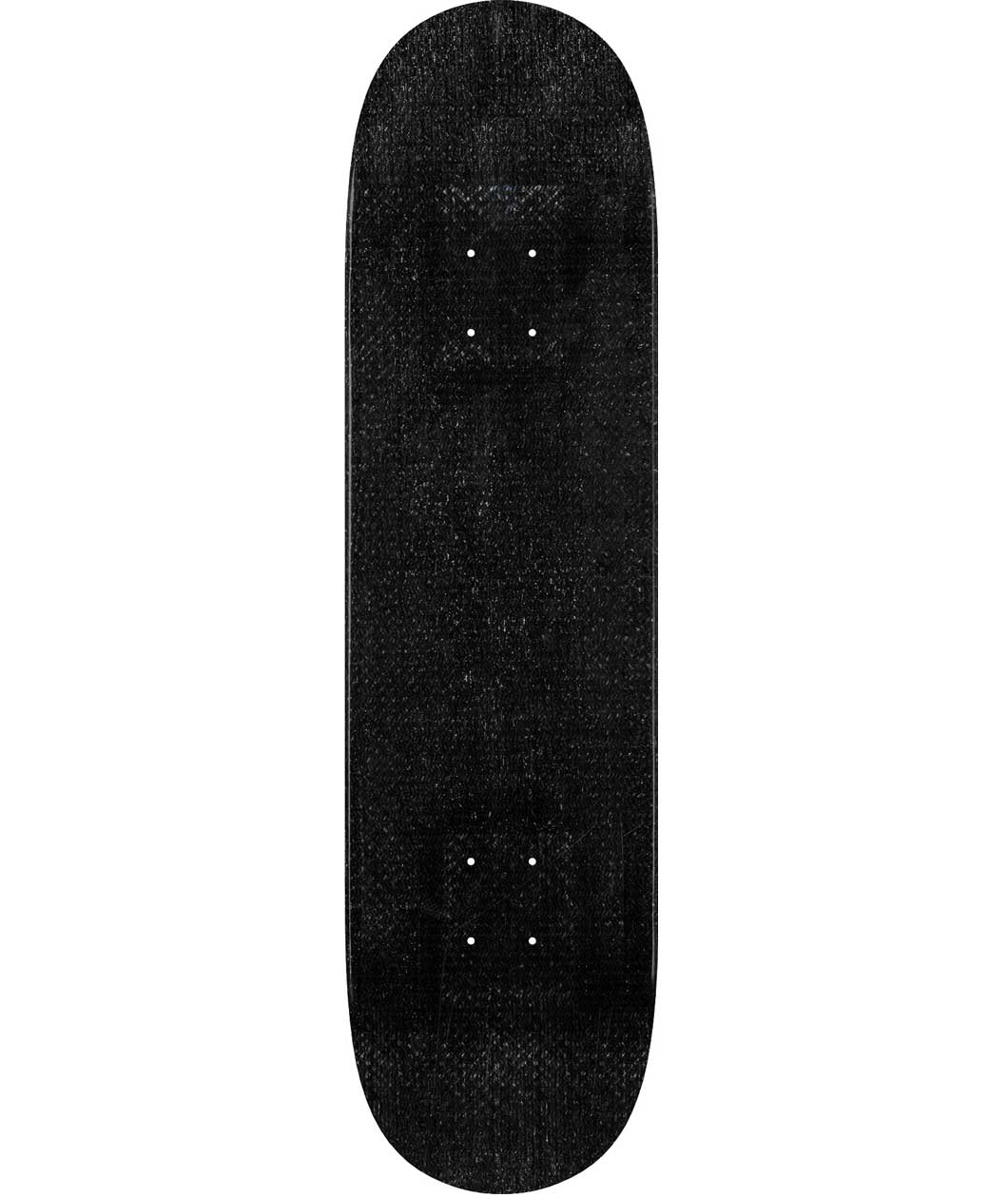 Black skateboard deck on a white background