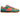 A Nike Dunk sneaker featuring teal green suede overlays, bright orange suede panels, a vibrant pink Swoosh and laces, and a black and orange sole, shown against a plain white background.